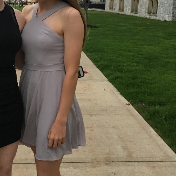 Lulu’s Grey Formal Skater Dress - Picture 3 of 3